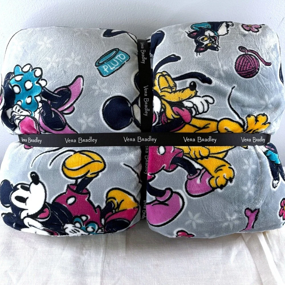 Vera Bradley Disney Mickey Mouse Family Fun Cozy Life Throw Blanket 72x50‎ NWT
